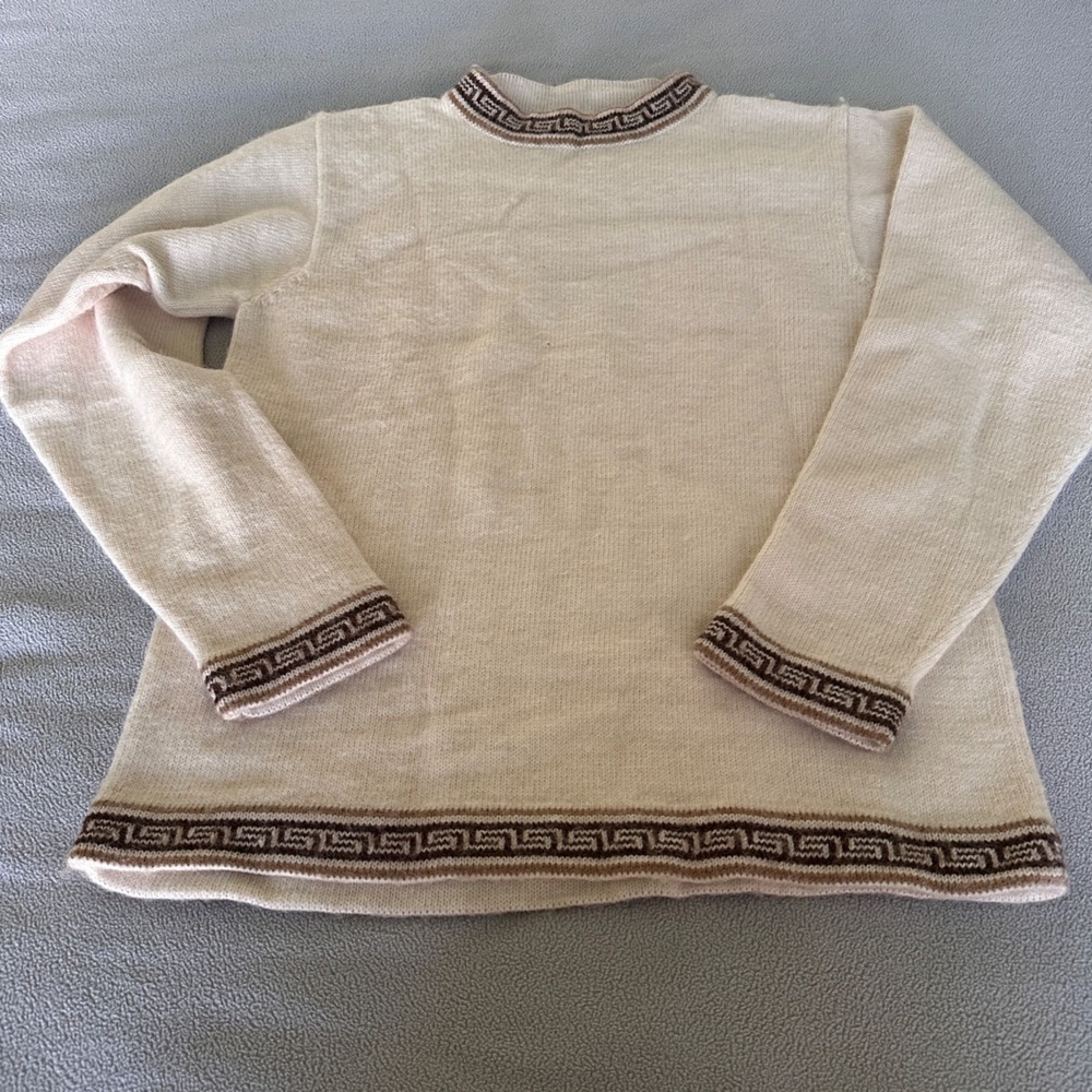 Vintage Alpaca Sweater Womens Small Peruvian Tan Brown Crewneck Brioche‎
